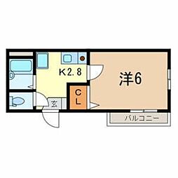 トリエール宮原 1Kの間取図画像