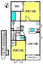 サンハイツ 2LDKの間取図画像