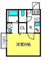 アークプレイス大和田 1Kの間取図画像