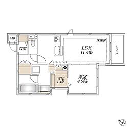 Chaleur Urawa 1LDKの間取図画像