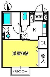 ヴェルドミール 1Kの間取図画像