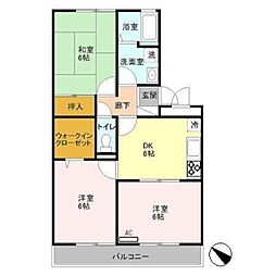 ロイヤルシャトー金子 3DKの間取図画像