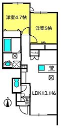 PACE SUD 2LDKの間取図画像