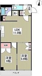 三愛ビル 2LDKの間取図画像