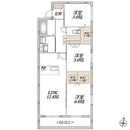 エスポワール大宮 3LDKの間取図画像