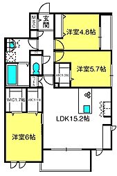 パーチェオーヴェスト 3LDKの間取図画像