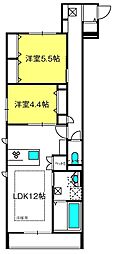 オーベルEAST 2LDKの間取図画像