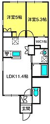 エバーグリーンヒルズ 2LDKの間取図画像