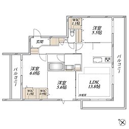 (仮称)浦和区領家3丁目メゾン北棟 3LDKの間取図画像