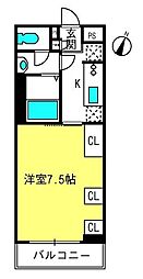 リブリ・カシオペア2 1Kの間取図画像