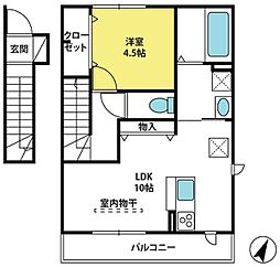 メゾンドミュゲ 1LDKの間取図画像