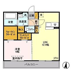 アルシオンA 1LDKの間取図画像