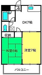 サンライズパーク 2DKの間取図画像