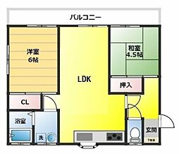 トミーハイツ2号館 2LDKの間取図画像