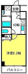 ウィスタリア 1Kの間取図画像