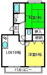 プリムヴェール壱番館 2LDKの間取図画像