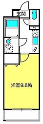 IVYCOURT 1Kの間取図画像