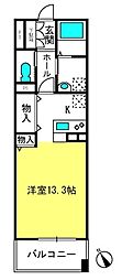 ル・クリザンテム ワンルームの間取図画像