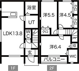 Alivio B棟 3LDKの間取図画像