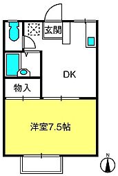 コーポ92 1DKの間取図画像