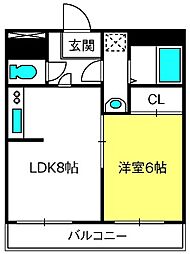 レジデンス清水 1LDKの間取図画像