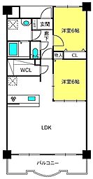 ラフィーネ大宮 2LDKの間取図画像