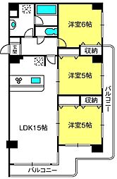 ディアコート参番館 3LDKの間取図画像