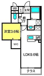 GrandeClasse新都心 1LDKの間取図画像