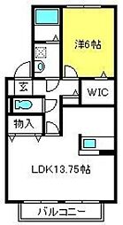 カサグランデC 1LDKの間取図画像