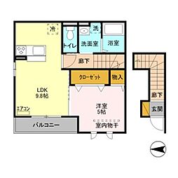 ヒルズ西大宮 1LDKの間取図画像