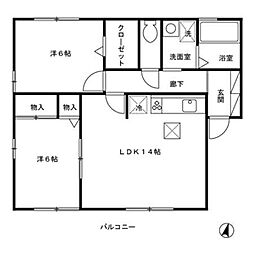 ハイツ静和1 2LDKの間取図画像