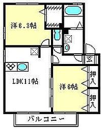 パルティーレA 2LDKの間取図画像