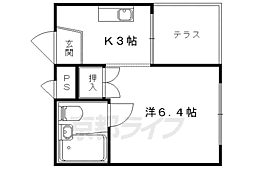 メロディハイム 4階1Kの間取り