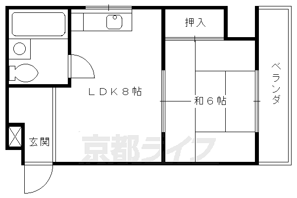 小倉マンション 403｜京都府京都市山科区大宅御供田町(賃貸マンション1LDK・4階・29.50㎡)の写真 その2