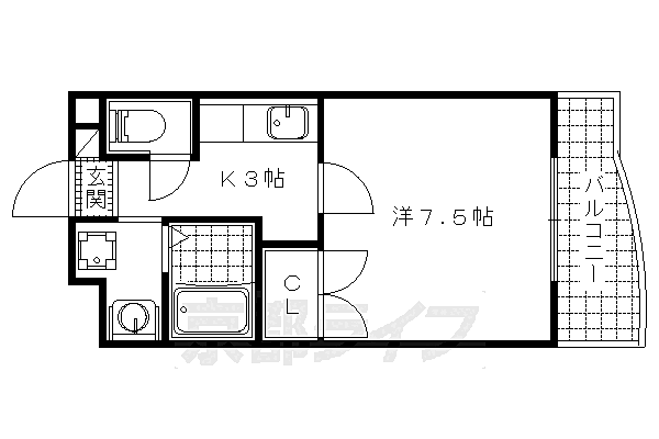 リベロ上田 305｜京都府京都市山科区竹鼻竹ノ街道町(賃貸マンション1K・3階・25.00㎡)の写真 その2