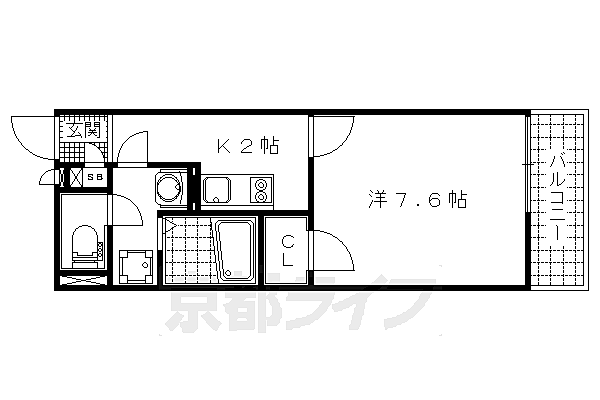 レオネクストミューズ 309｜京都府京都市山科区勧修寺東北出町(賃貸アパート1K・3階・26.08㎡)の写真 その2