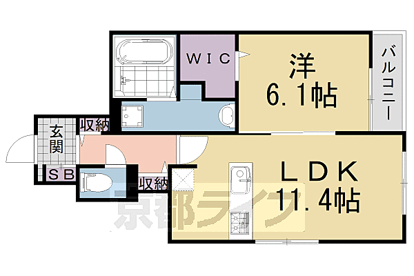 京都府宇治市安田町大納言(賃貸アパート1LDK・1階・46.58㎡)の写真 その2