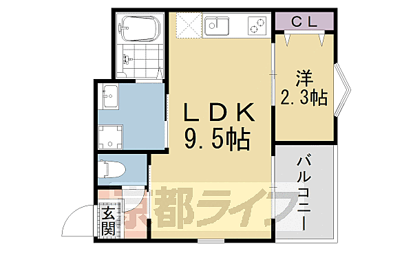 Ｒ－ＳＭＡＲＴ椥辻 201｜京都府京都市山科区西野山中臣町(賃貸アパート1LDK・2階・28.33㎡)の写真 その2