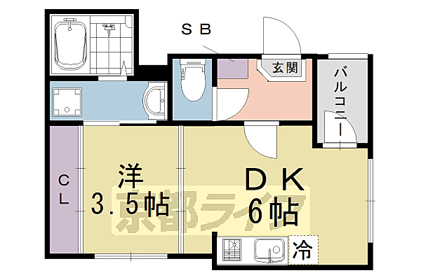 ＧＲＡＣＥＨＩＬＬ　Ｒ＆Ｋ 102｜京都府京都市伏見区深草鈴塚町(賃貸アパート1DK・1階・25.50㎡)の写真 その2