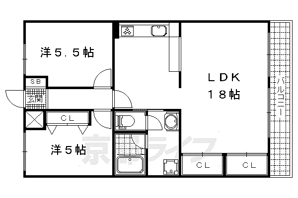 サンハイツ南志賀 407｜滋賀県大津市見世1丁目(賃貸マンション2LDK・4階・65.86㎡)の写真 その2