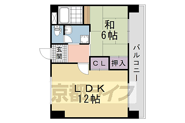 桃山和泉ハイツ 507｜京都府京都市伏見区桃山町和泉(賃貸マンション1LDK・5階・43.74㎡)の写真 その2