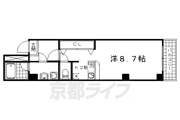 ヒルズ山科 103｜京都府京都市山科区小山西御所町(賃貸マンション1R・2階・28.95㎡)の写真 その2