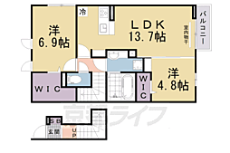 メゾンソレイユ 1階2LDKの間取り