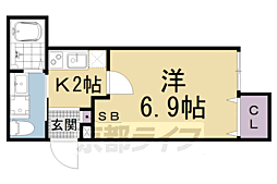 御陵ベース 1階1Kの間取り