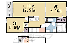 ベルカレントII 2階2LDKの間取り