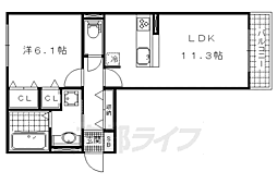 ラ　ルーチェ　一里山 3階1LDKの間取り