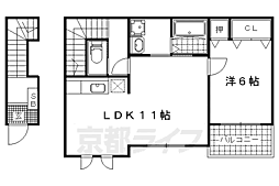 ラフィーネ坂本 2階1LDKの間取り