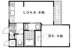 エリタージュ・椥辻 2階1LDKの間取り