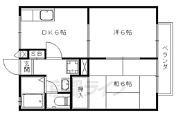 グランシャリオE棟 2DKの間取図画像