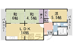 メゾン勧修 3LDKの間取図画像
